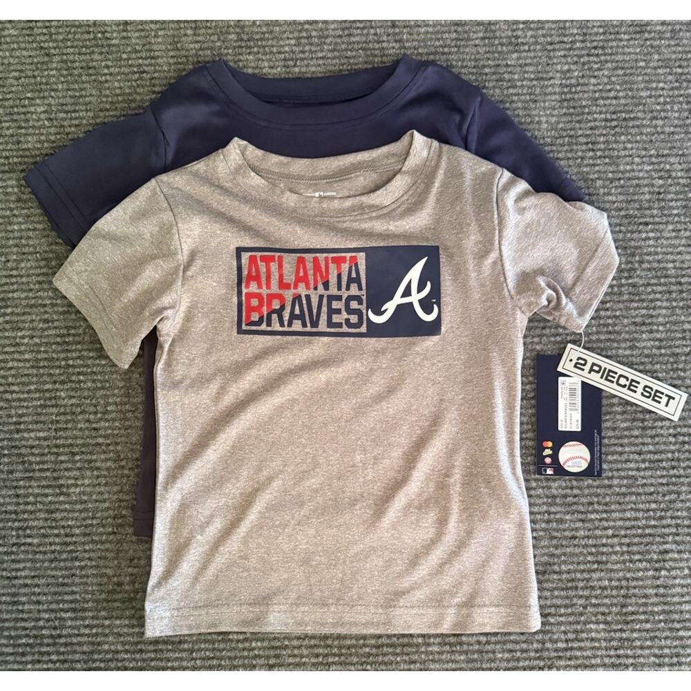 Atlanta Braves Toddler T-Shirt 2-Piece Set Size 4T NWT MLB Genuine Merchandise